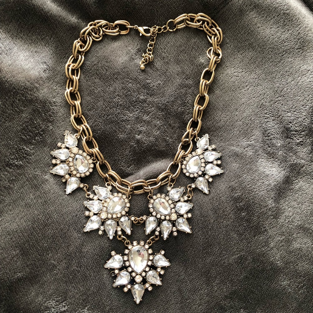 Crystal rhinestone chain statement necklace